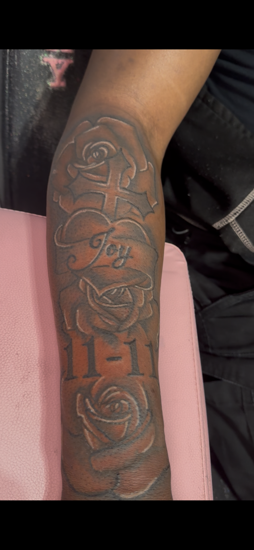 Black & Grey + Floral roses tattoo on Forearm by InkhyTatts on TattMe