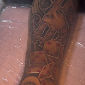 Black & Grey + Illustrative dollar sign tattoo on Forearm by InkhyTatts on TattMe