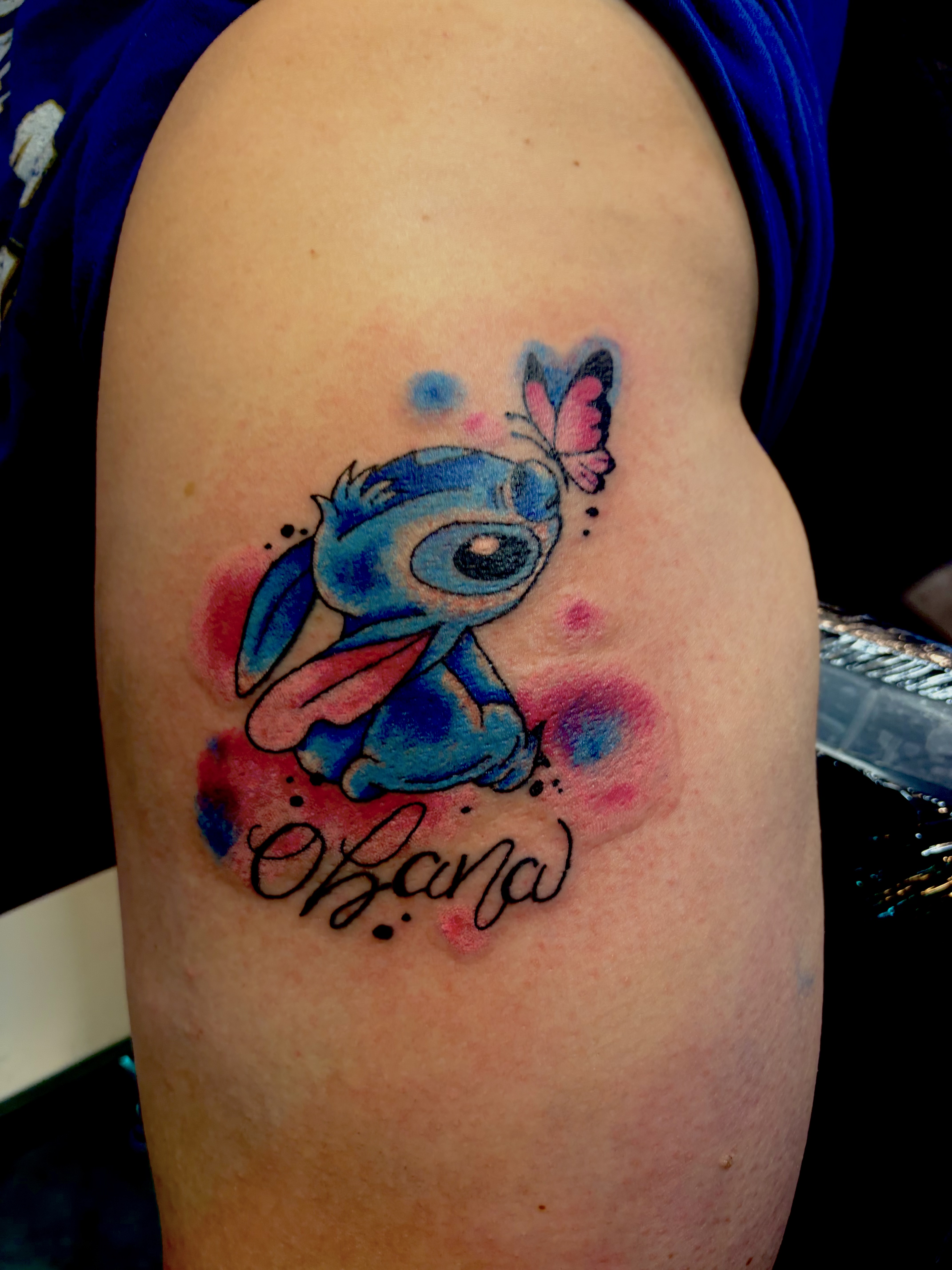 Color + Watercolor stitch tattoo on Upper Arm by Meaney_Tattoos_06 on TattMe
