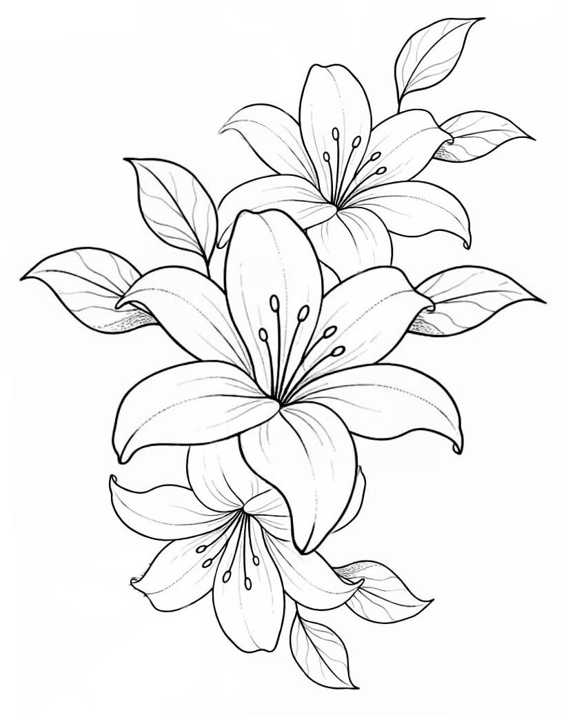 Line-work + Floral flowers tattoo by Murda_Innk on TattMe