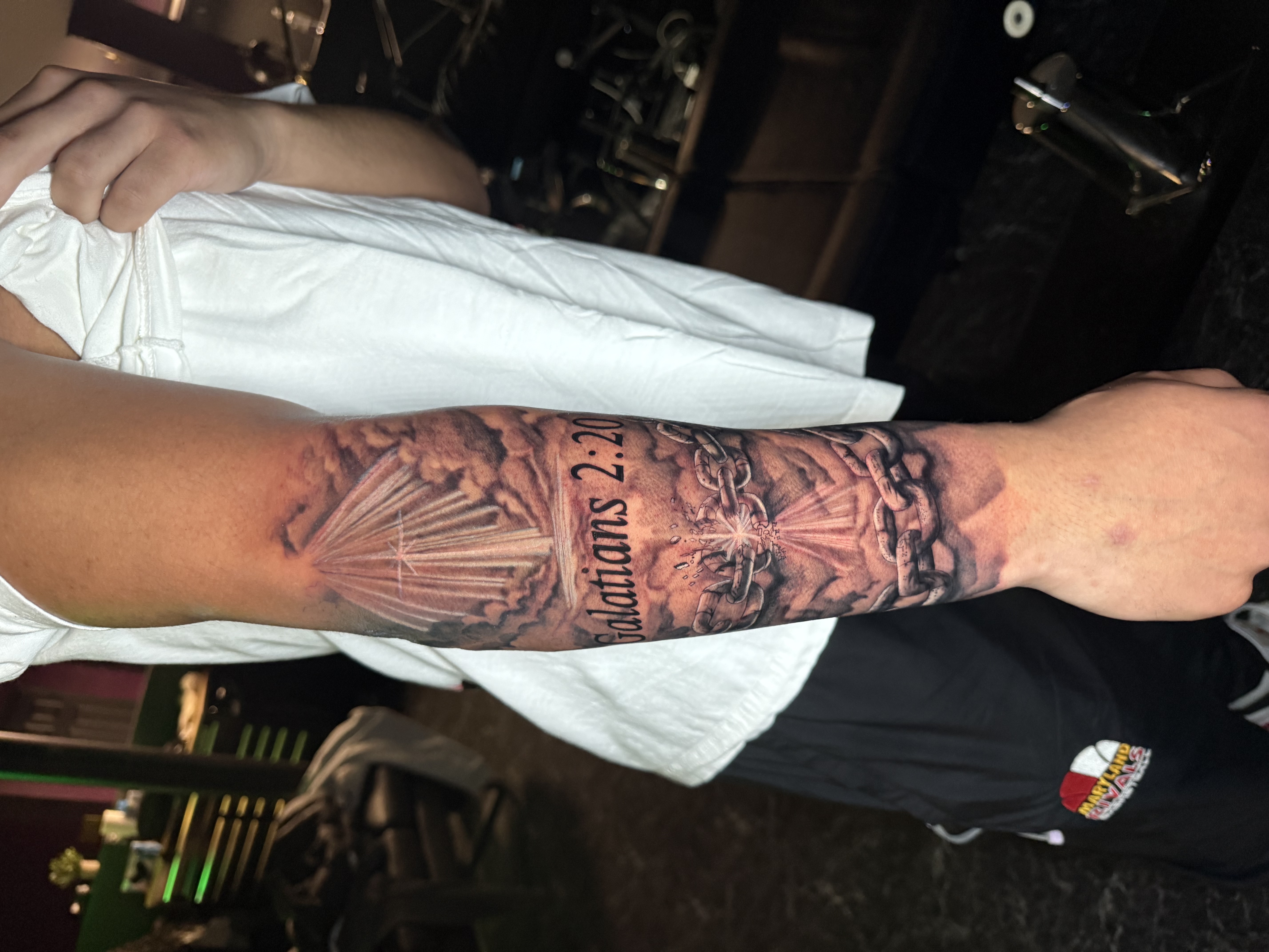 Black & Grey + Lettering cross tattoo on Forearm by nayasTats on TattMe
