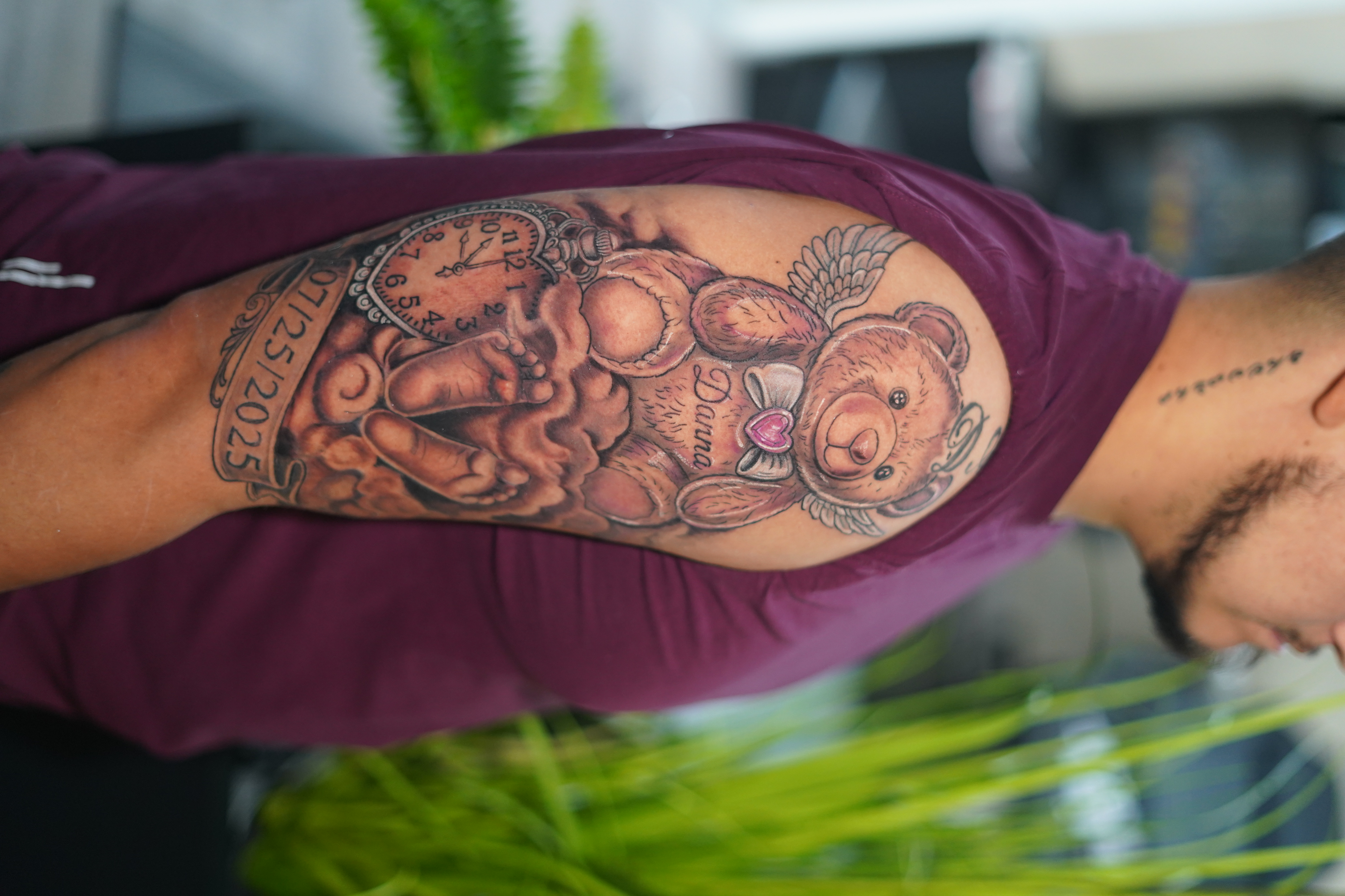 Black & Grey + Illustrative teddy bear tattoo on Half Sleeve by victorm.tattoo on TattMe