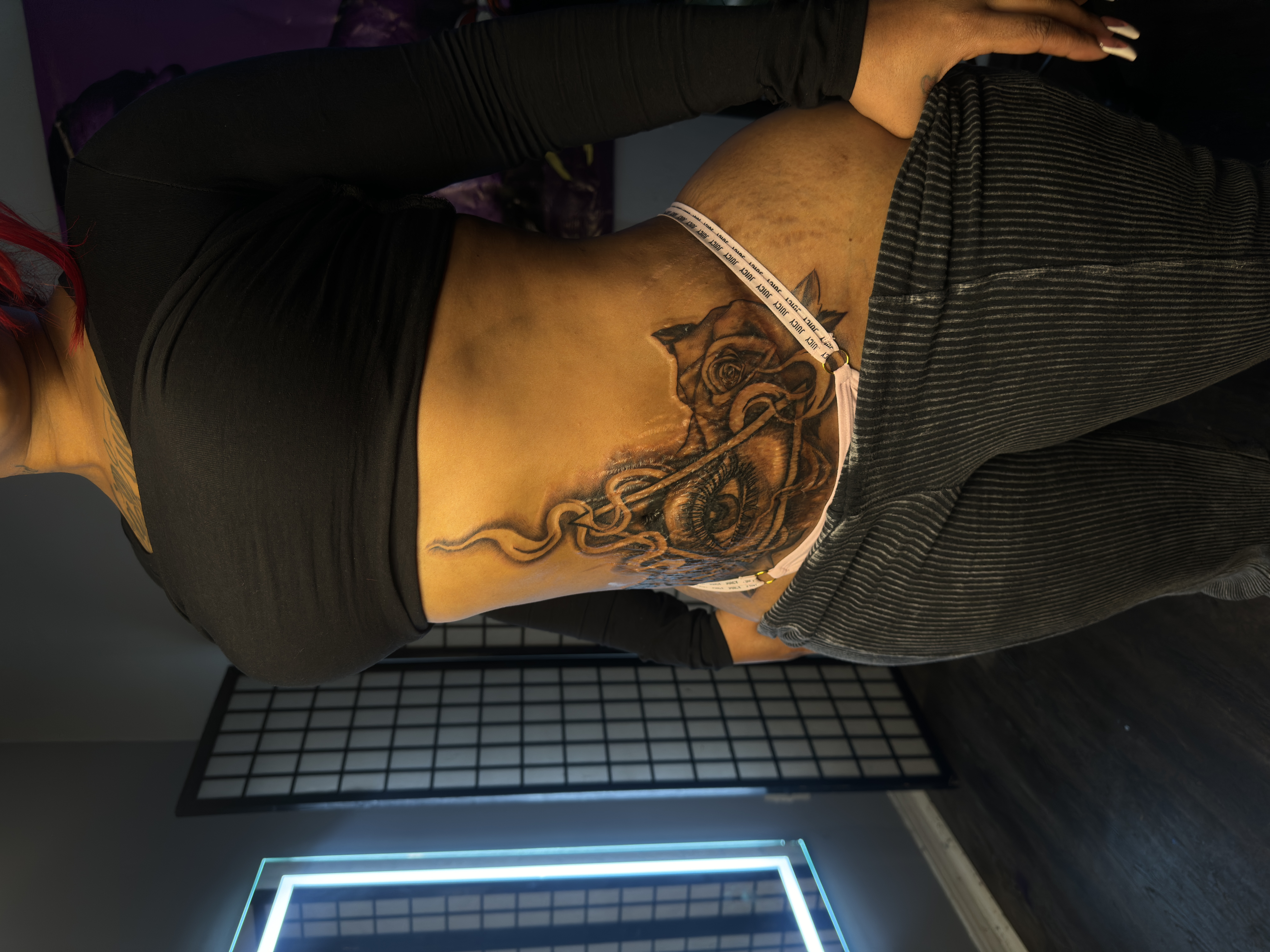 Black & Grey + Illustrative eye tattoo on Ribs by Juanyane on TattMe