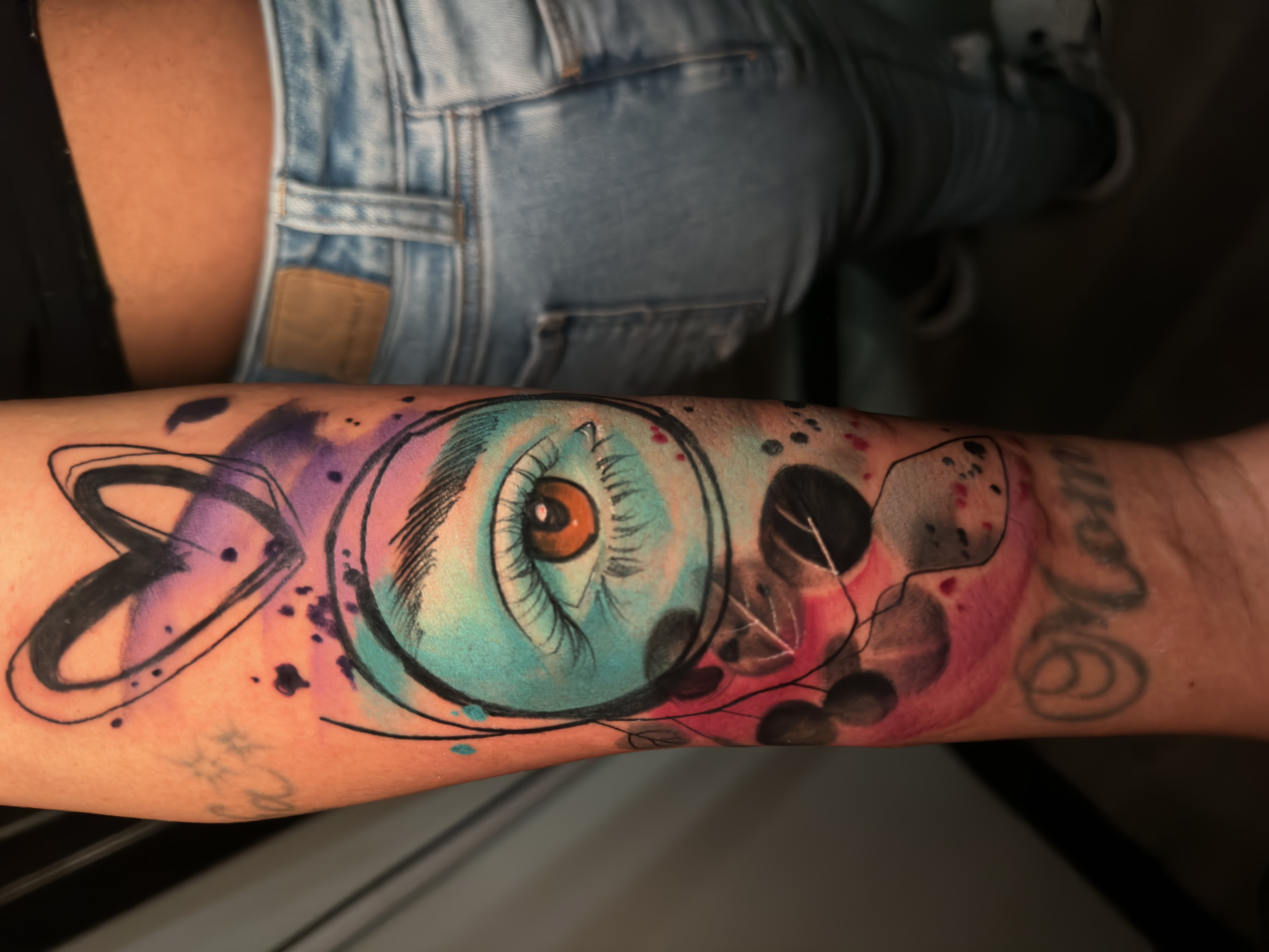 Watercolor + Illustrative eye tattoo on Forearm by ARTWORLDINK on TattMe