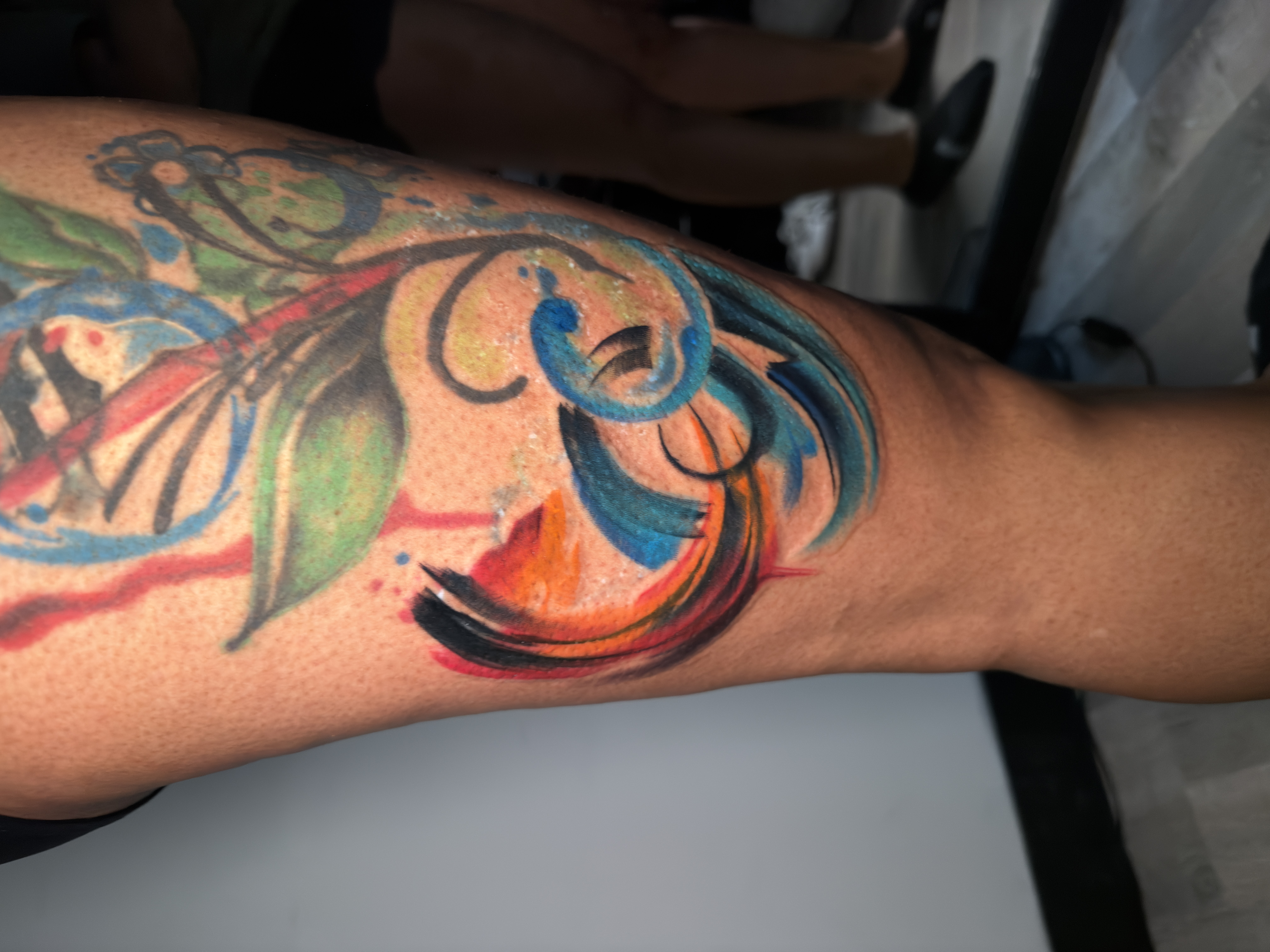 Watercolor + Color abstract tattoo on Thigh by ARTWORLDINK on TattMe