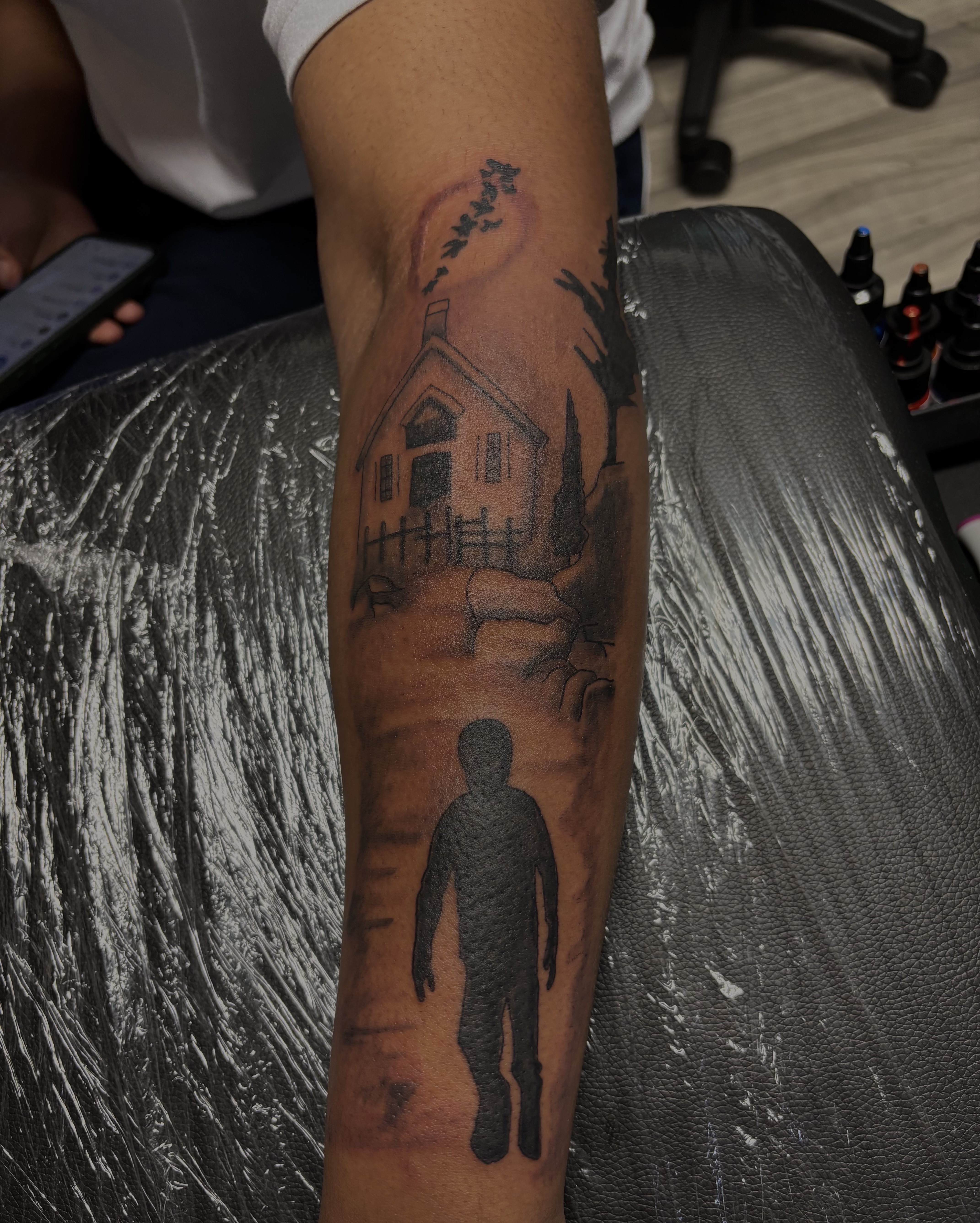 Black & Grey + Illustrative person tattoo on Forearm by TatsByDaVinci on TattMe